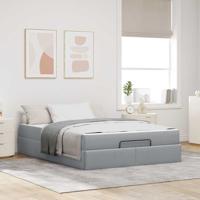 Bedframe met opslag Lichtgrijs 160 x 200 cm Stof