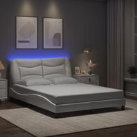 Bedframe met LED-verlichting kunstleer wit 140x200 cm