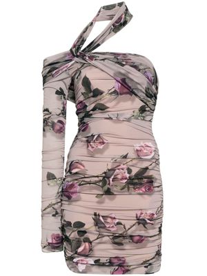 Blumarine robe courte fleurie à dos-nu - GREY