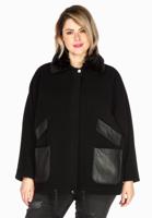 Yoek Jacket wide fur collar | Zwart | Maat XXL/+