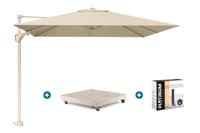 Platinum Challenger parasol Premium T2 3x3 m - Champagne Sandstone - met vulbare parasolvoet en hoes