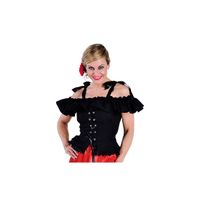 Tiroler blouse met koordje Carmen zwart 46 (2XL)  - - thumbnail