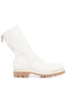 Guidi bottines zippées en cuir - Blanc