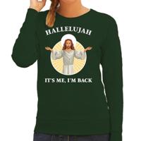 Kersttrui - Hallelujah its me im back - groen - voor dames - Kerstkleding / Christmas outfit - Jezus