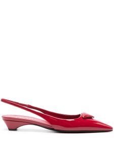 Prada ballerines Enamel Triangle en cuir - Rouge