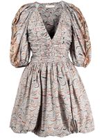 Ulla Johnson robe froncée à manches bouffantes - Gris