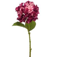 Kunstbloem Hortensia tak - 52 cm - fuchsia - Real Touch - hydrangea - kunst zijdebloemen