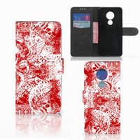 Telefoonhoesje met Naam Motorola Moto G7 Power Angel Skull Rood