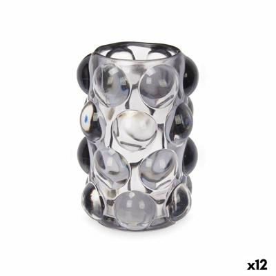 Kaarshouder Microbolletjes Grijs Kristal 8,4 x 12,5 x 8,4 cm (12 Stuks)