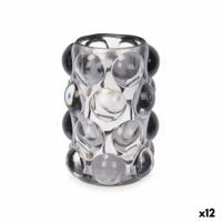 Kaarshouder Microbolletjes Grijs Kristal 8,4 x 12,5 x 8,4 cm (12 Stuks)