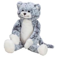 Pluche kat/poes knuffel - extra lange armen en benen - blauw - 50 cm   -