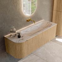 Badmeubel Mondiaz Kurve-Dlux | 135 cm | Meubelkleur Oak | Wastafelkleur Nata | Solid surface | Wasbak rechter zijde spoelbak | Zonder kraangat(en) Badmeubel Mondiaz Kurve-Dlux | 135 cm | Meubelkleur Oak | Wastafelkleur Nata | Solid surface | Wasbak rechter zijde spoelbak | Zonder kraangat(en)