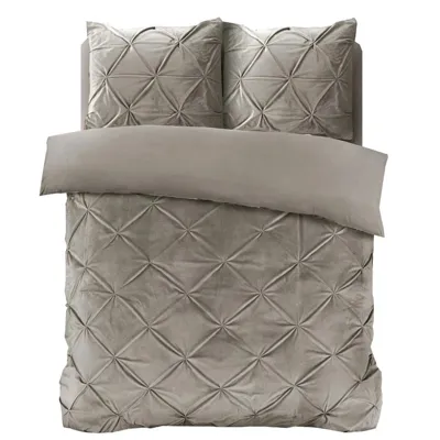 Dekbedovertrek Velvet Pintuck Effen 140x200 Cm Zand Anti Allergie & Anti Huisstofmijt Sleeptime - Dekbed-Discounter.nl