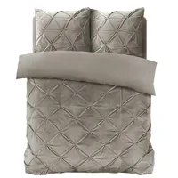 Dekbedovertrek Velvet Pintuck Effen 140x200 Cm Zand Anti Allergie & Anti Huisstofmijt Sleeptime - Dekbed-Discounter.nl