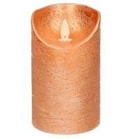 Led kaars/stompkaars - koper - H12,5 x D7,5 cm - wax - warm wit licht - bewegende vlam