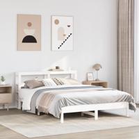 Bedframe zonder matras massief grenenhout wit 160x200 cm