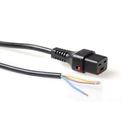 ACT AK5048 Netsnoer C19 IEC Lock | Open Einde | Zwart | 2 meter
