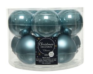 Kerstbal glas d6cm o.blauw ass 10st - Decoris