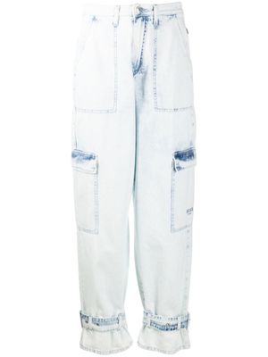 MSGM jean droit à effet délavé - Bleu