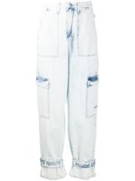 MSGM jean droit à effet délavé - Bleu
