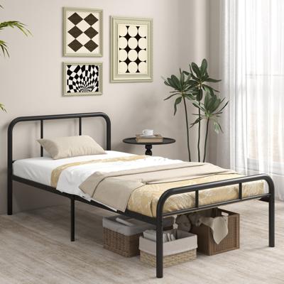 Eenpersoonsbed met Hoofd- en Voeteneinde Metalen Bed Bedframe Metalen Platformbed voor Matras van 90 x 200 cm