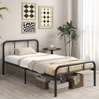 Eenpersoonsbed met Hoofd- en Voeteneinde Metalen Bed Bedframe Metalen Platformbed voor Matras van 90 x 200 cm