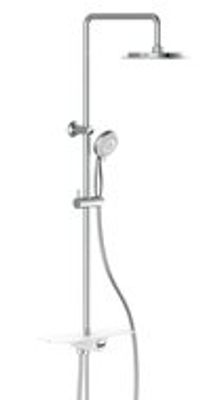 AQUASTAR hoofddouche set met planchet, chroom-wit wellness hoofddouche met antikalk nozzles, hoofddouche: Ø ca. 24 cm handdouche met 5 functies en met antikalk nozzles, maat: Ø ca. 10 cm metalen