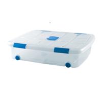 Plasticforte Opslagbak/box met deksel - 1x - 41L - 73 x 55 x 16 cm - transparant - met wielen