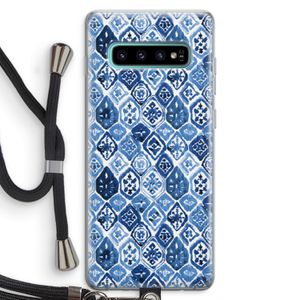 Blauw motief: Samsung Galaxy S10 Plus Transparant Hoesje met koord