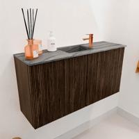 Toiletmeubel Mondiaz Joya Dlux | 80 cm | Meubelkleur Walnut | Faye wastafel Sombra Wasbak Midden | 1 kraangat