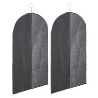 Set van 2x stuks kleding/beschermhoezen linnen grijs 100 cm - Kledinghoezen - thumbnail