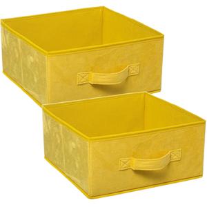 Opbergmand/kastmand - Set van 2x stuks - geel - 14 liter - 31 x 31 x 15 cm - Opbergboxen - Vakkenkas