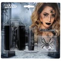 Boland Verkleed Schminkset zwarte weduwe - Carnaval/Halloween - met spinnen