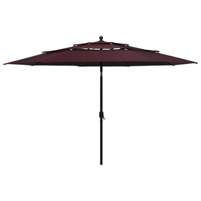 VidaXL Parasol 3-laags met aluminium paal 3,5 m bordeauxrood