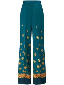 ETRO pantalon palazzo en soie à fleurs - Bleu