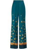 ETRO pantalon palazzo en soie à fleurs - Bleu