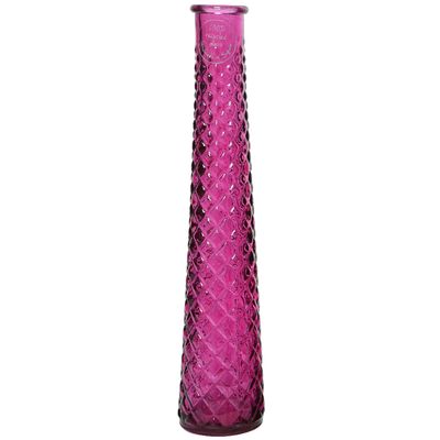 Vaas/bloemenvaas van gerecycled glas - D7 x H32 cm - roze