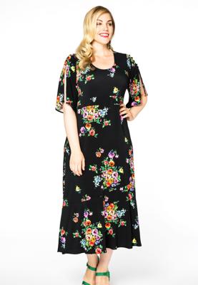 Yoek Jurk met wijde mouwen ROSA | Zwart | Maat 58/60