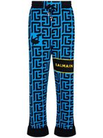 Balmain pantalon de jogging en coton à imprimé monogrammé - Bleu - thumbnail