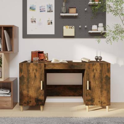 Bureau 140x50x75 cm bewerkt hout gerookt eikenkleurig