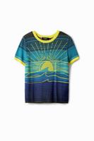Gebreid T-shirt golven - BLUE - L