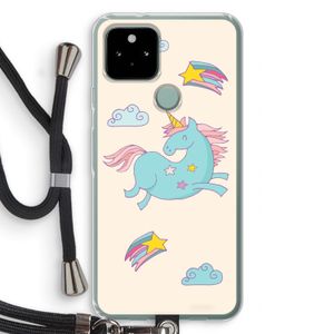 Vliegende eenhoorn: Pixel 5 Transparant Hoesje met koord