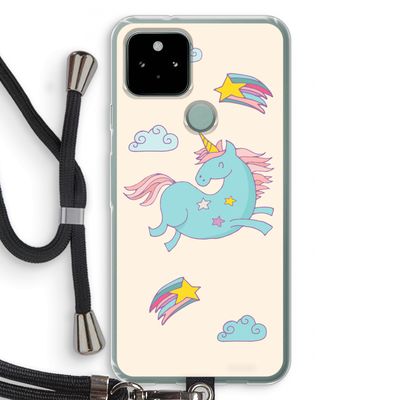 Vliegende eenhoorn: Pixel 5 Transparant Hoesje met koord