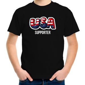 Zwart t-shirt usa / Amerika supporter EK/ WK voor kinderen