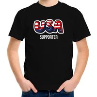 Zwart t-shirt usa / Amerika supporter EK/ WK voor kinderen - thumbnail