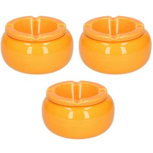 3x stuks Ronde stormasbakken oranje 11 cm