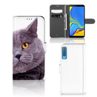 Samsung Galaxy A7 (2018) | Telefoonhoesje | Met pasjeshouder | Kat