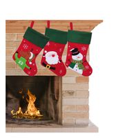 Decoratie kerstsokken - set 3x st - rood - kerstman,sneeuwpop, rendier - H45 cm - thumbnail