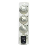 4x stuks glazen kerstballen wit ijslak 10 cm mat/glans   - - thumbnail