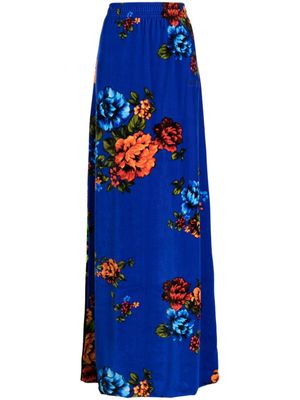 VETEMENTS jupe longue en velours à fleurs - Bleu